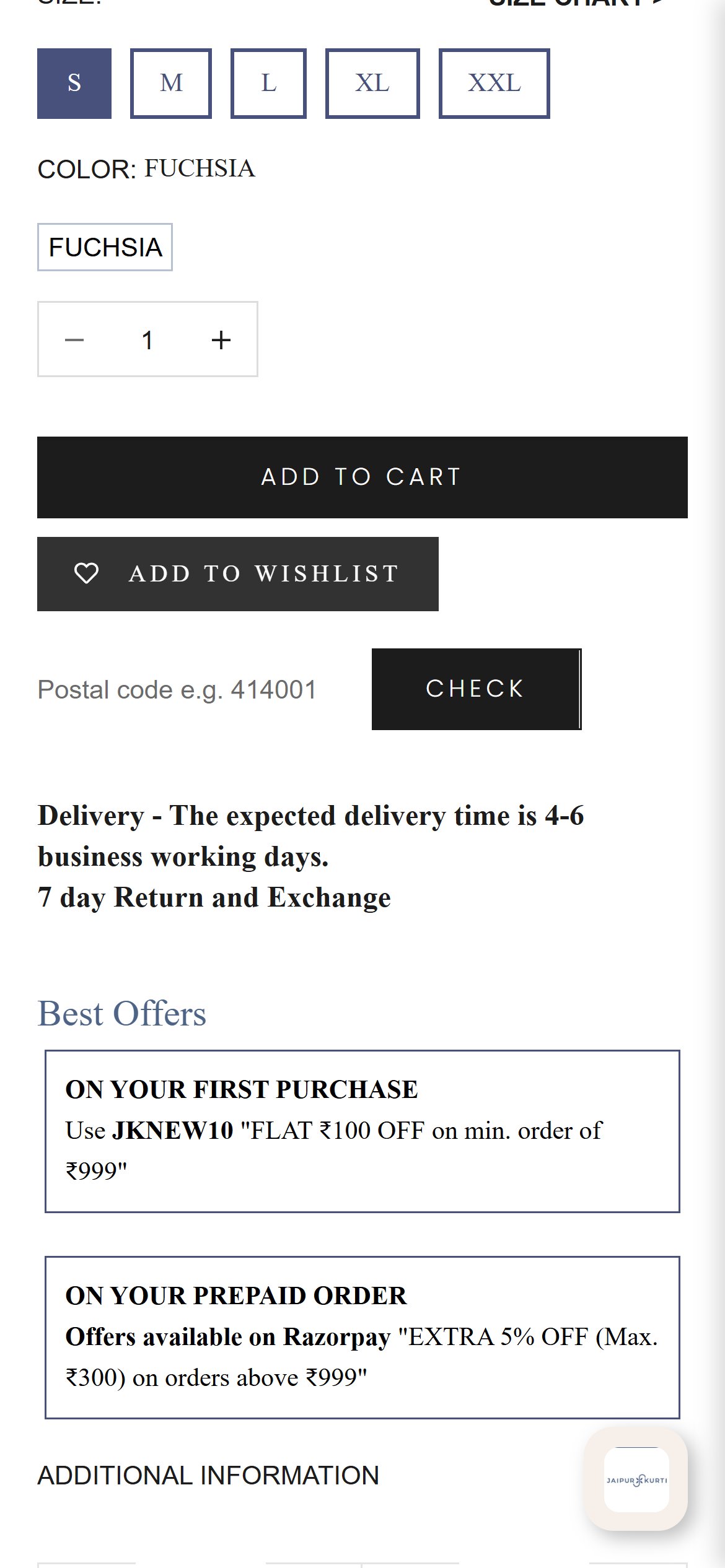 Jaipur Kurti — Mobile