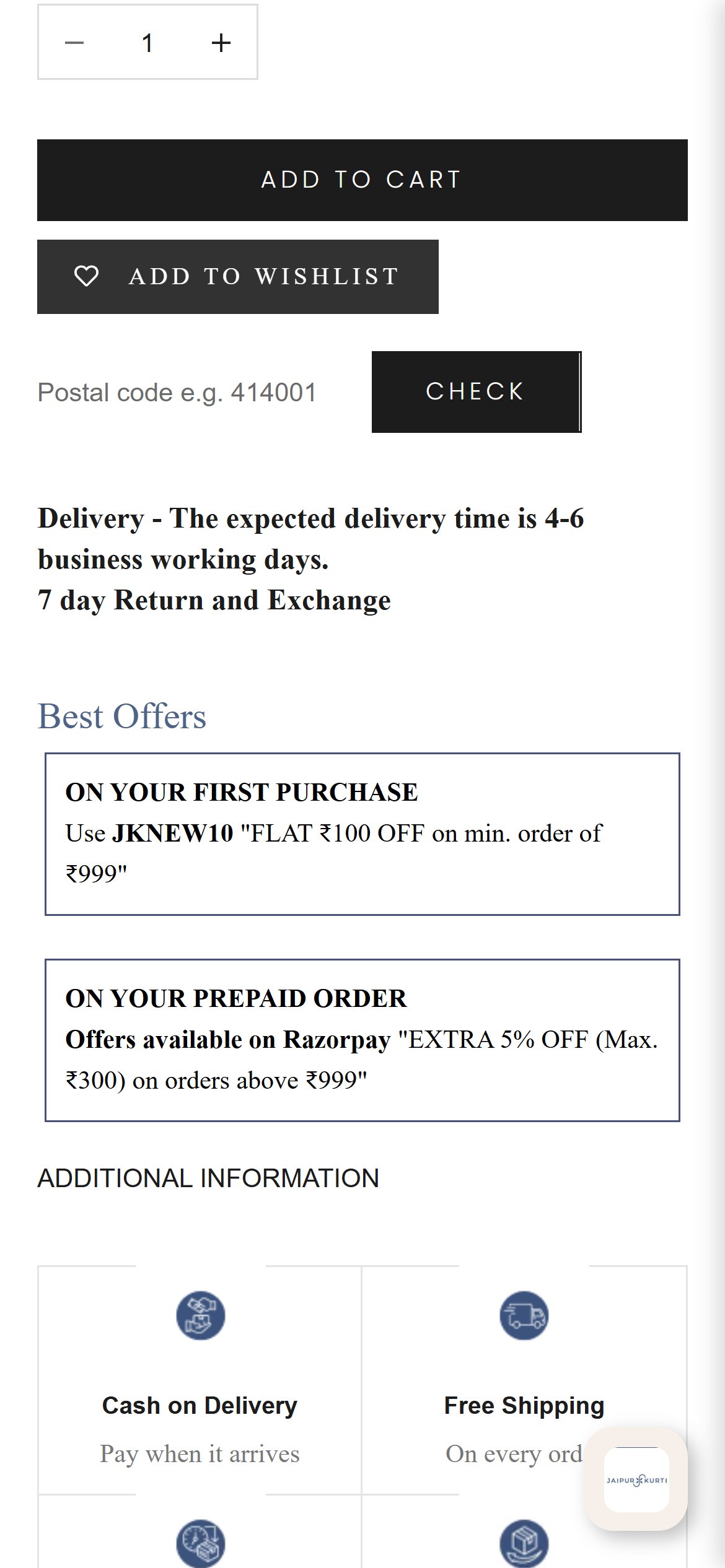 Jaipur Kurti — Mobile